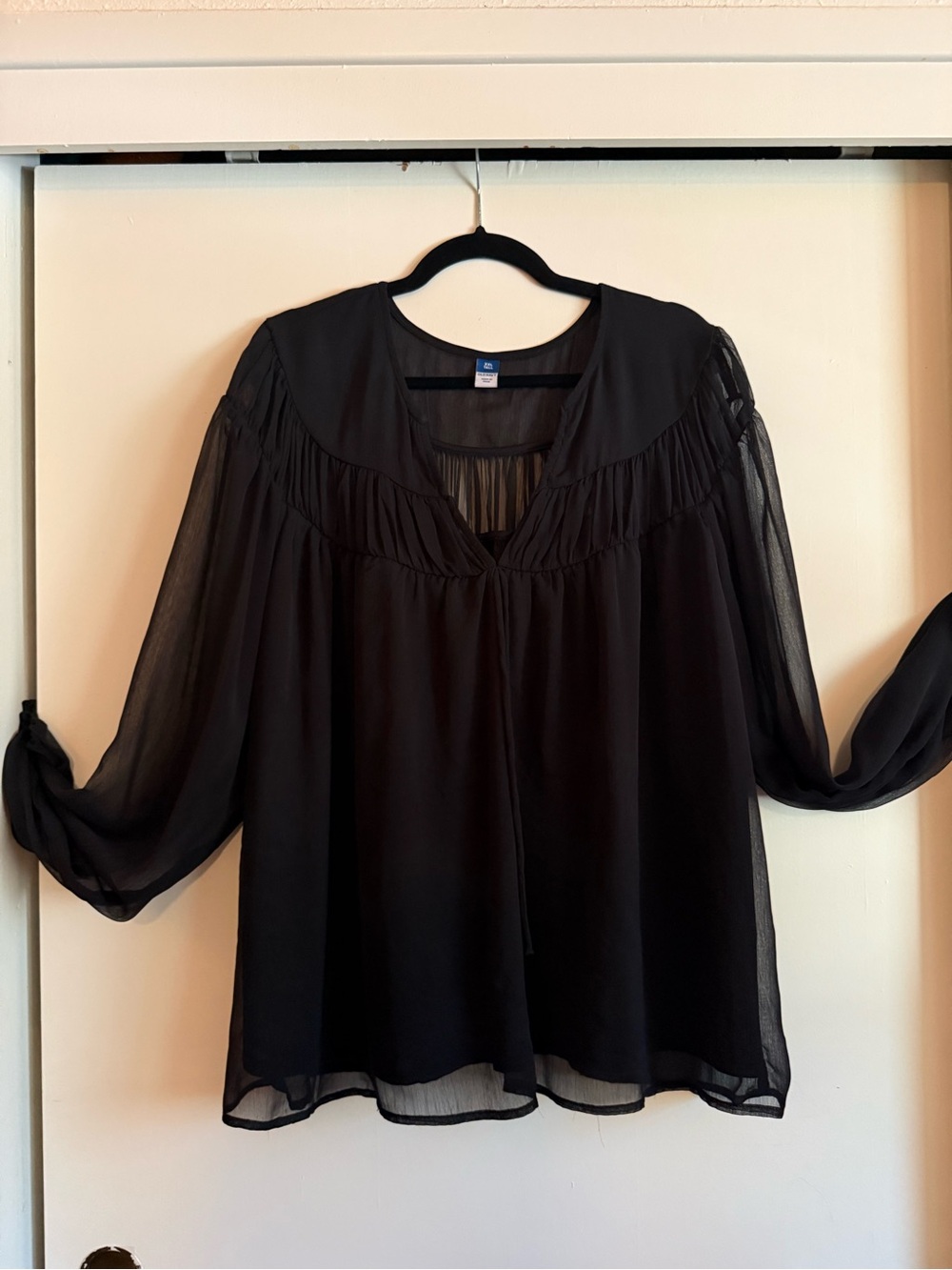 Old Navy Black Chiffon Peasant Blouse